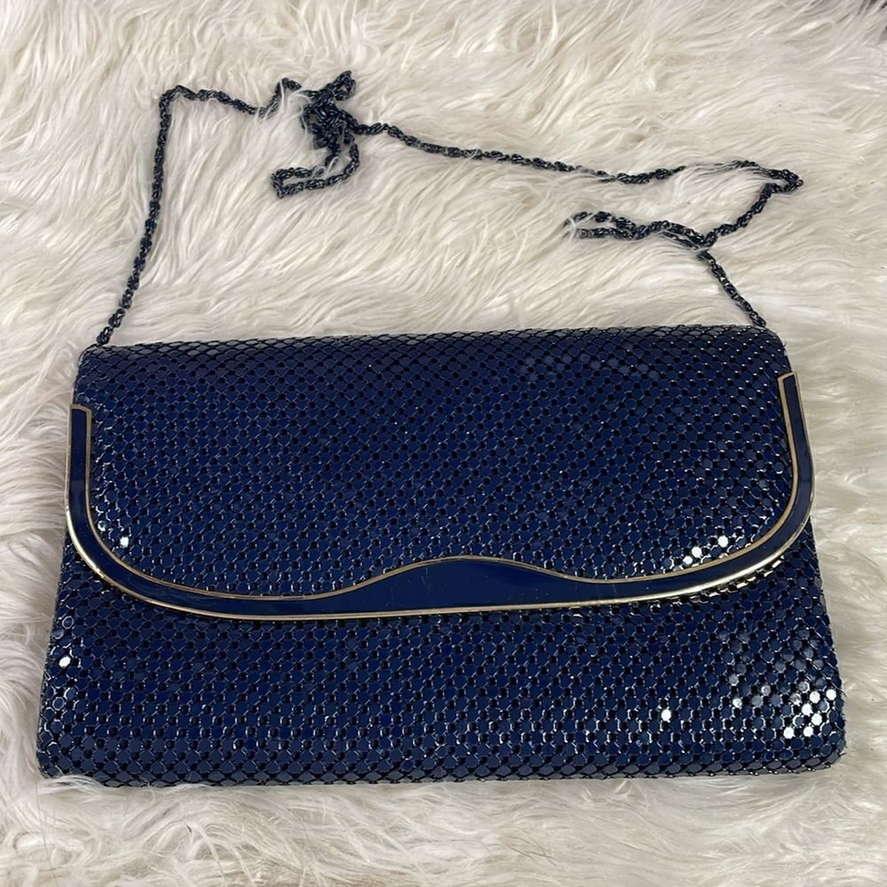 Y & S Navy Metal Mesh Shoulder Bag, Vintage Crossbody Purse, Vintage Clutch
